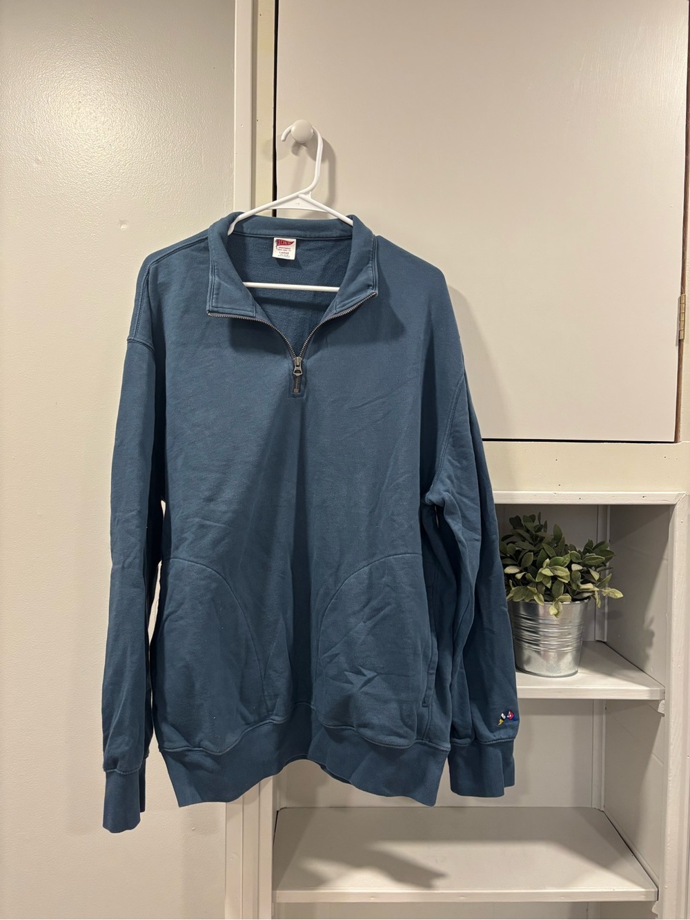 J. Crew Men's Quarter-Zip Pullover in Dusty Blue